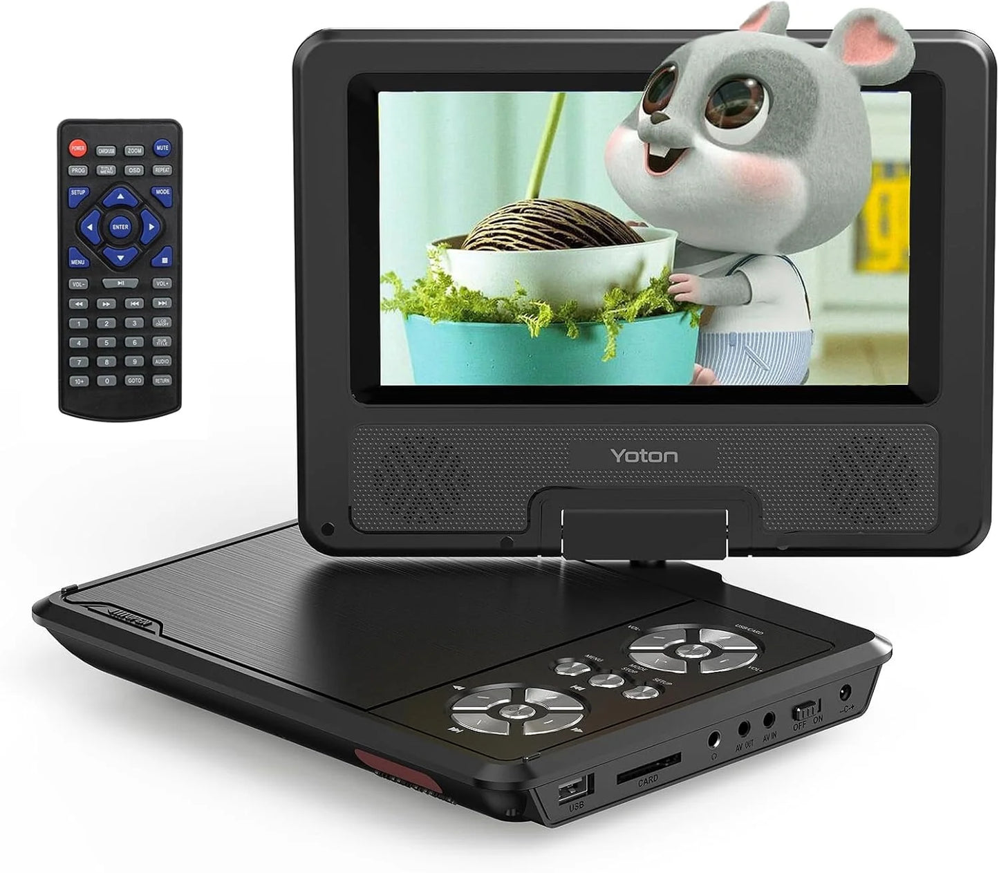 9.5" Portable DVD Player W/ 7.5'' HD, 5H Battery, Car Charger, 720P, Black