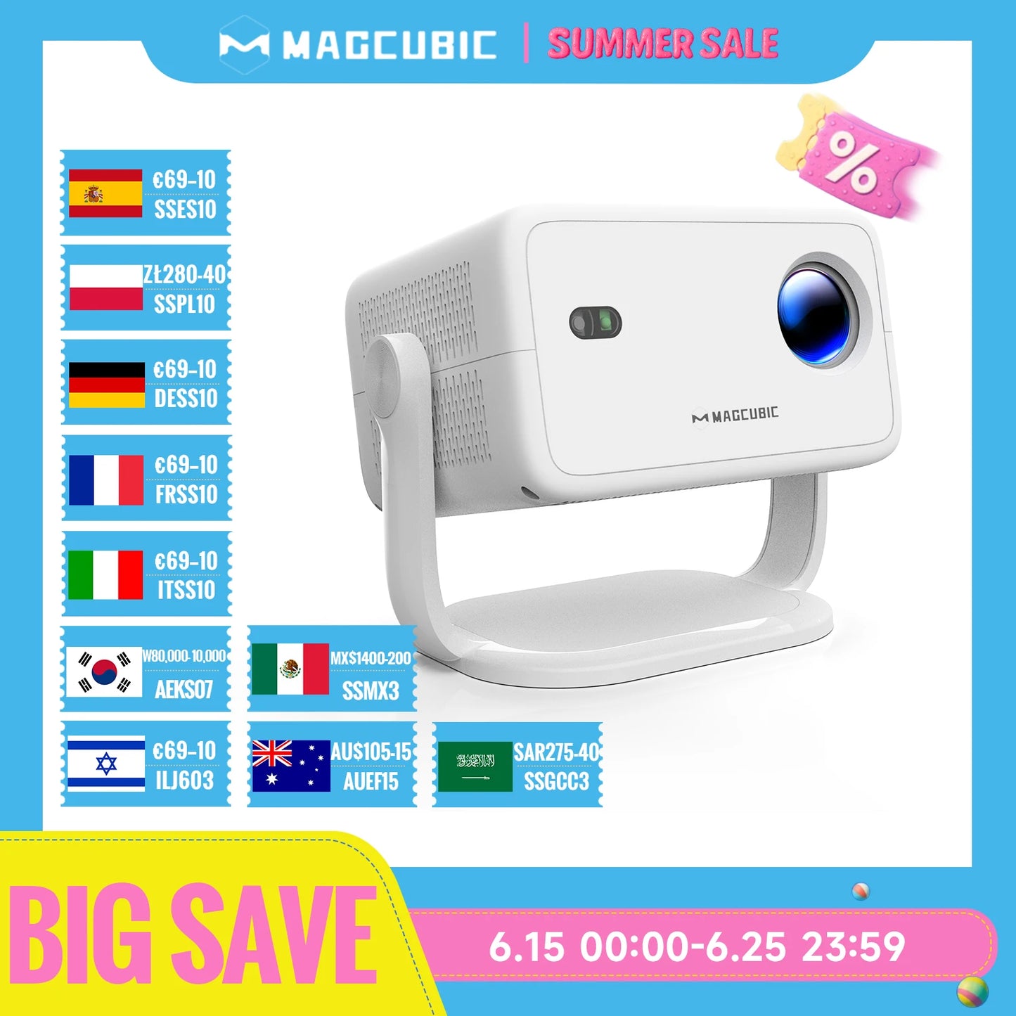 Native 1080P 650ANSI 4K Android 11 L018 360° Projector with Auto Keystone Focus Air Mouse Wifi6 BT5.2 Portable Outdoor