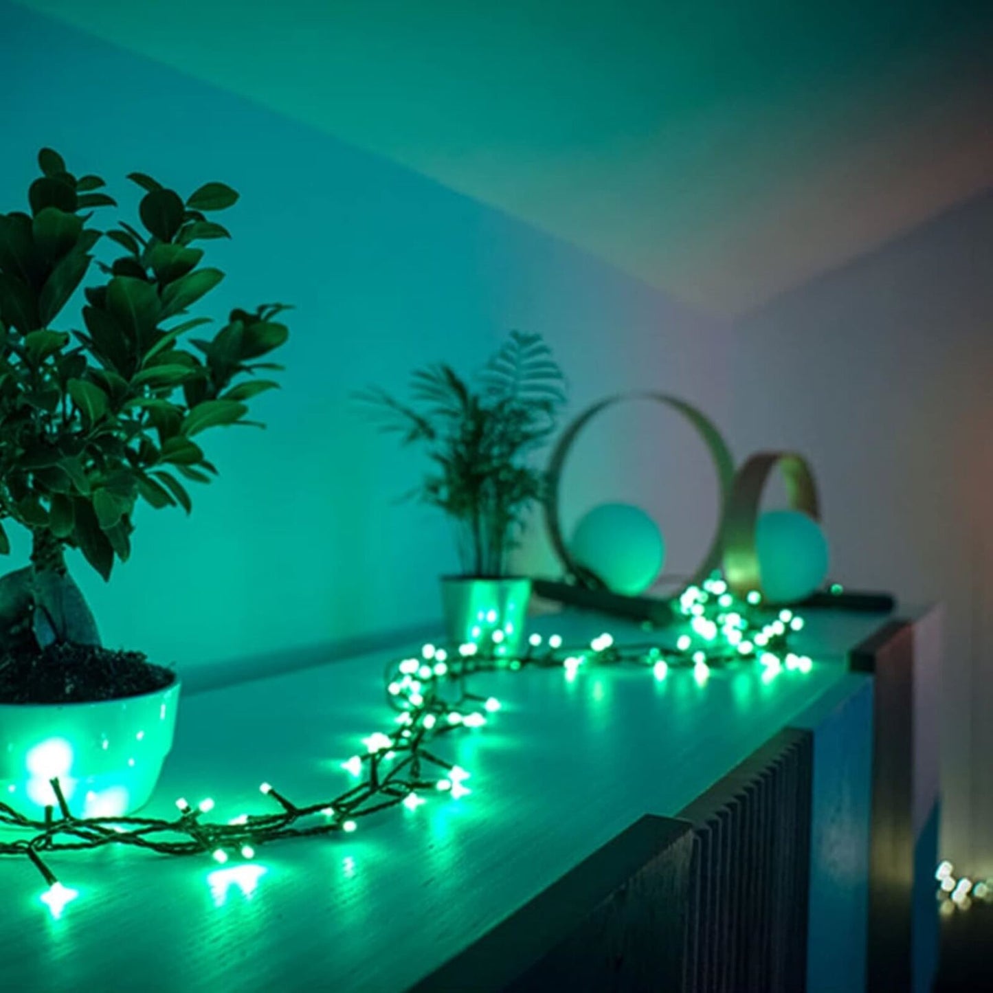 Twinkly Christmas Smart App Controlled 150 RGB LED String Lights, Green Wire
