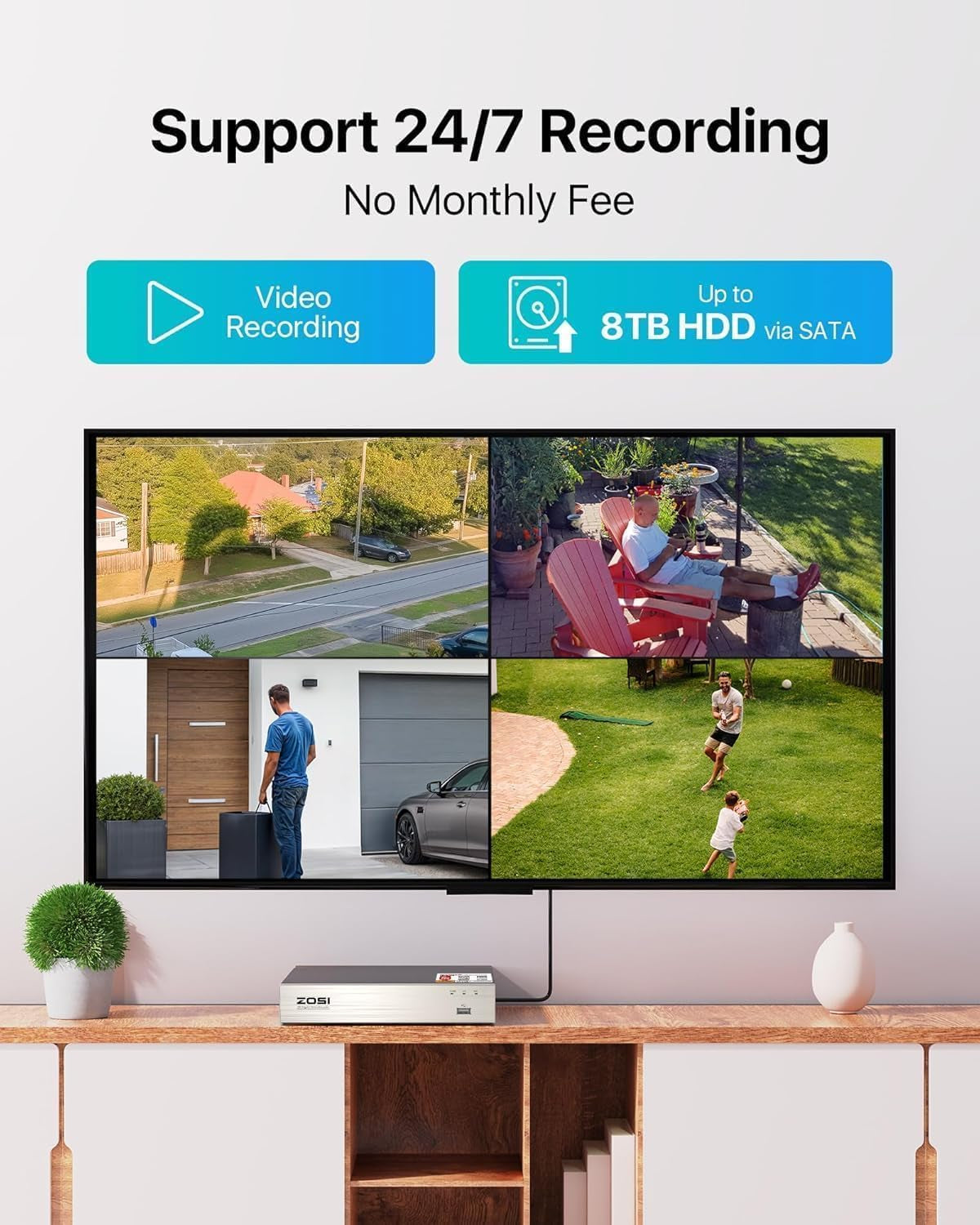 8CH 5MP Lite Security Camera System with AI Human/Vehicle Detection,8 Channel CCTV DVR and 8 X 1080P 1920TVL Weatherproof Surveillance Cameras Indoor Outdoor,Night Vision,Remote Access,No HDD