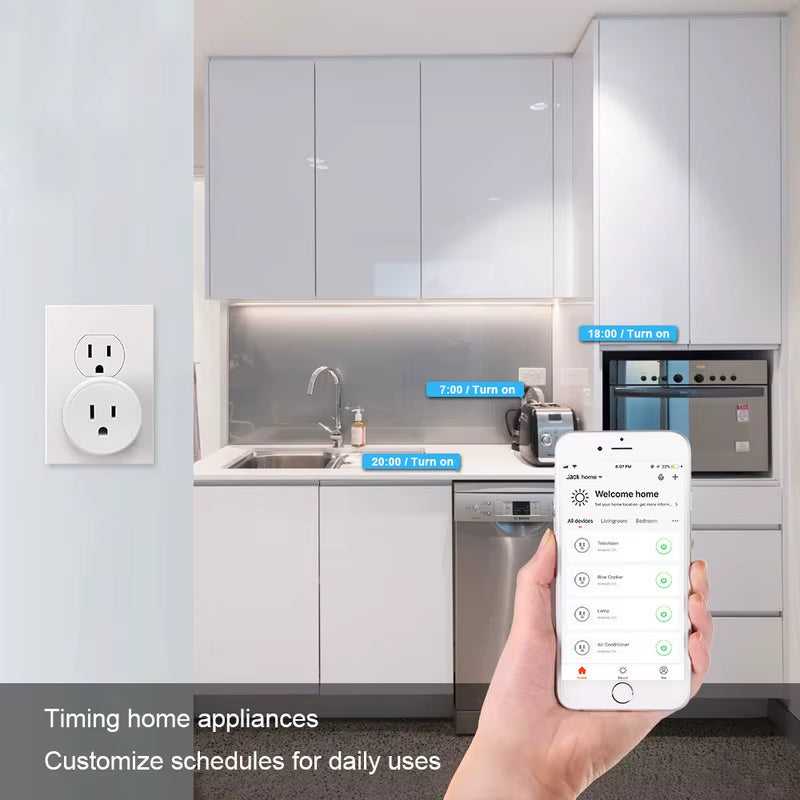 Mini US Wifi Smart Plug Surge Protector 110-230V Voice Control Timer Smart Socket Work with Alexa Google Home Tuya