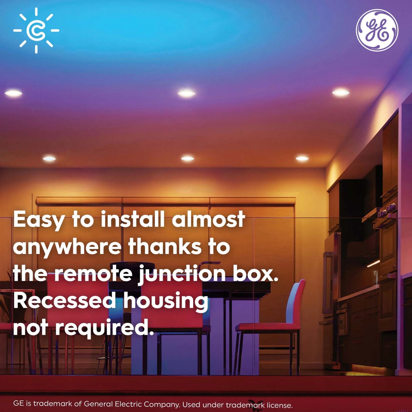 GE Cync Reveal HD+ Wafer Smart LED Downlight, Color Changing Wifi Lights, 6In, 16 Watts, 1Pk