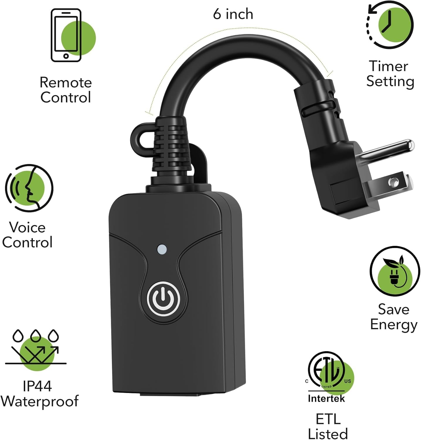 Outdoor Smart Wifi Plug, Heavy Duty Wi-Fi Timer with One Grounded Outlet, Wireless Remote Control by App Compatible with Alexa and Google Home Assistant 2.4 Ghz Network Only, ETL Listed (2 Pack)