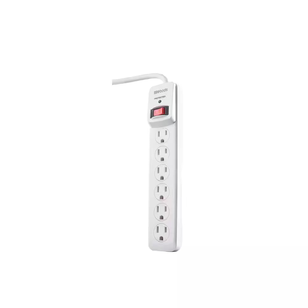 Electronics 6-Outlet 750-Joule Surge Protector with Sliding Safety Covers 3 Ft. Power Cord - Gray
