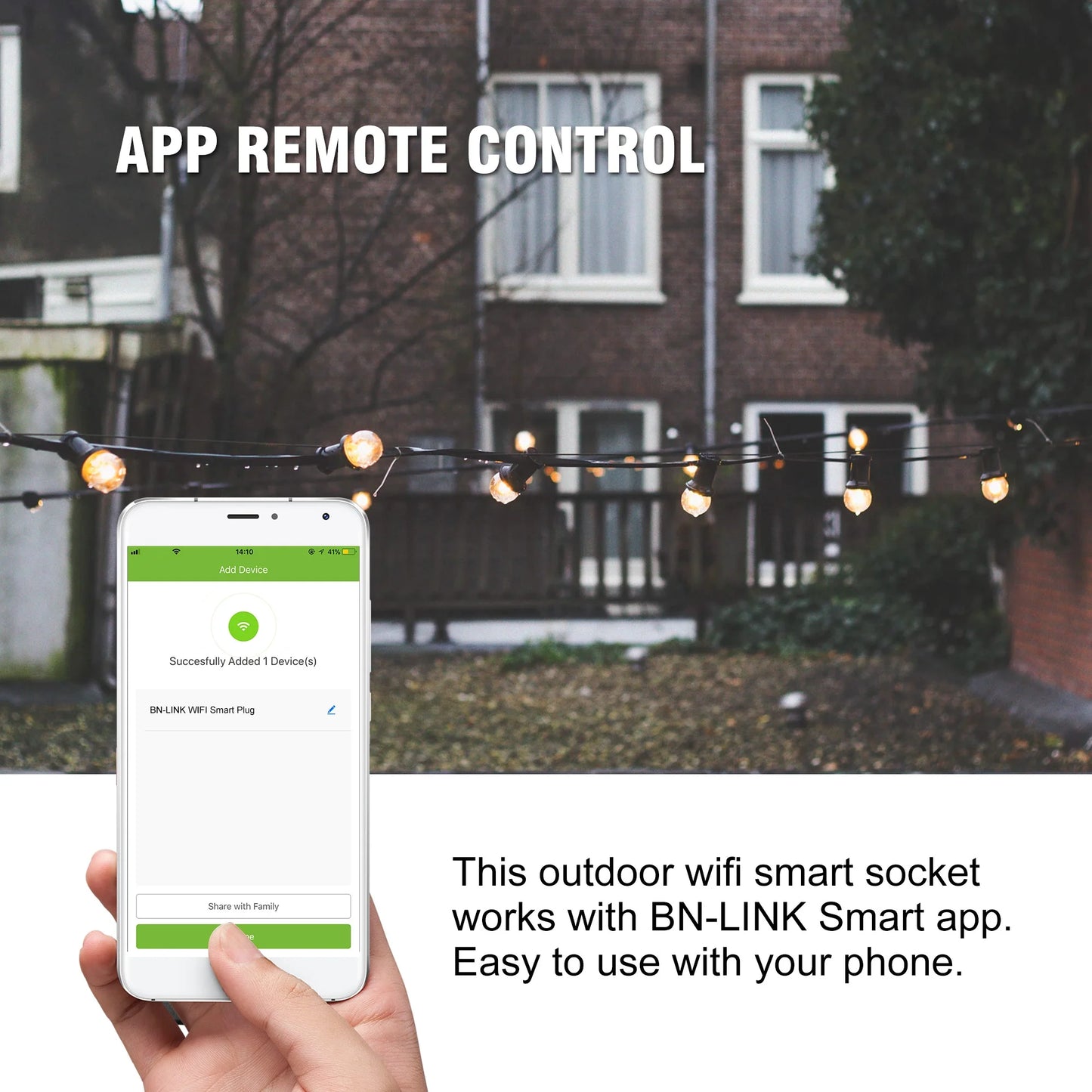 Smart Wifi Heavy Duty Outdoor Outlet, Timer and Countdown Function, No Hub Required for Outdoor Lights, Compatible with Alexa and Google Assistant, 2.4 Ghz Network Only