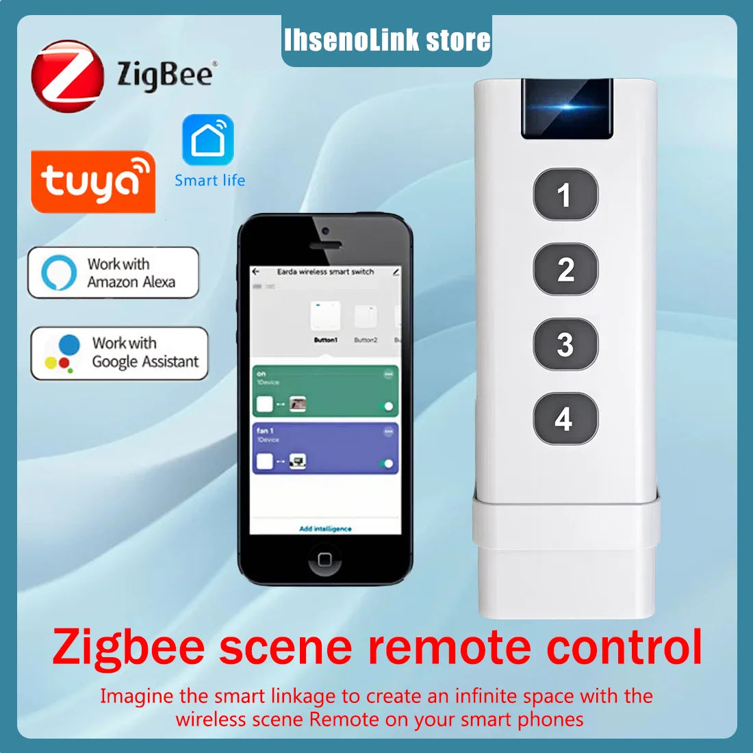 Tuya Smart Home Zigbee Remote Control 4 Channels Scene Switch Tuya Control Universal 4 Buttons Inteligente Smart Life Devices