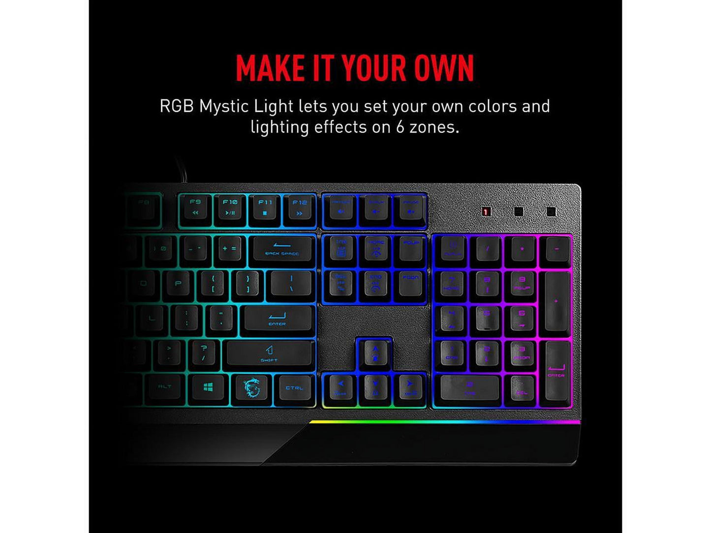 Vigor GK30 Gaming Keyboard & GM11 Gaming Mouse Combo - Mechanical Membrane Switches, 6-Zone RGB, Water Repellent & Splash-Proof, 5000 DPI - Black