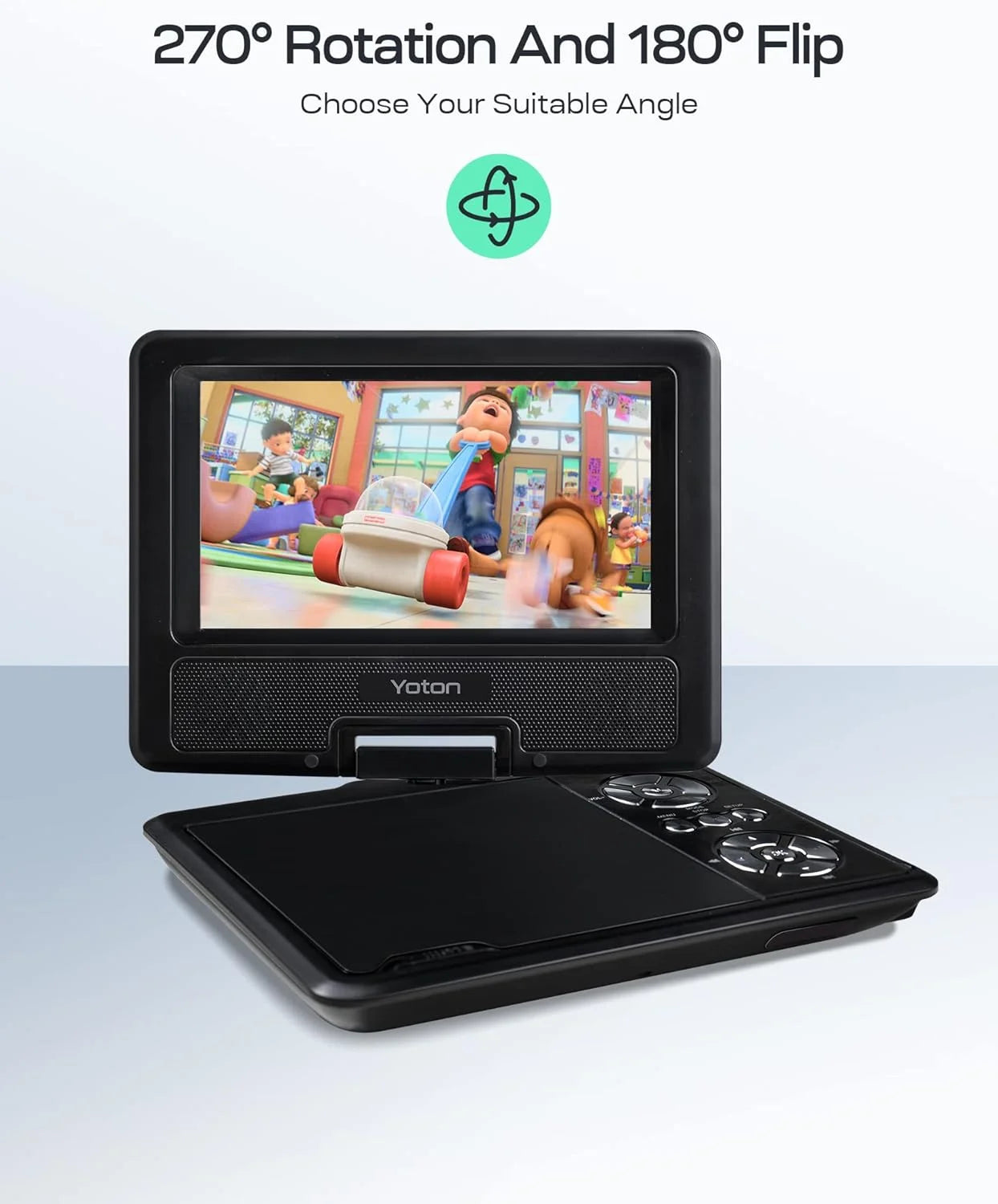 9.5" Portable DVD Player W/ 7.5'' HD, 5H Battery, Car Charger, 720P, Black