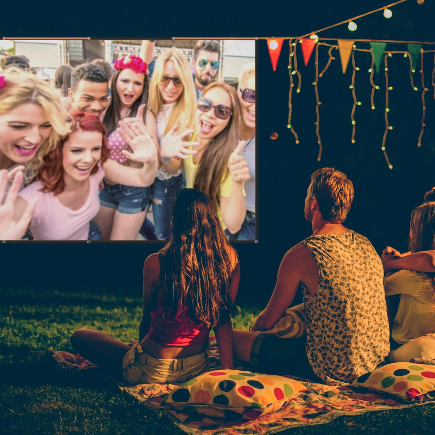 . Indoor/Outdoor Folding Projector Screen, White