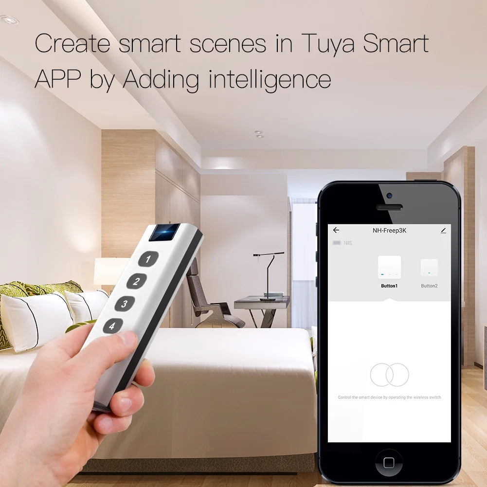 Tuya Smart Home Zigbee Remote Control 4 Channels Scene Switch Tuya Control Universal 4 Buttons Inteligente Smart Life Devices