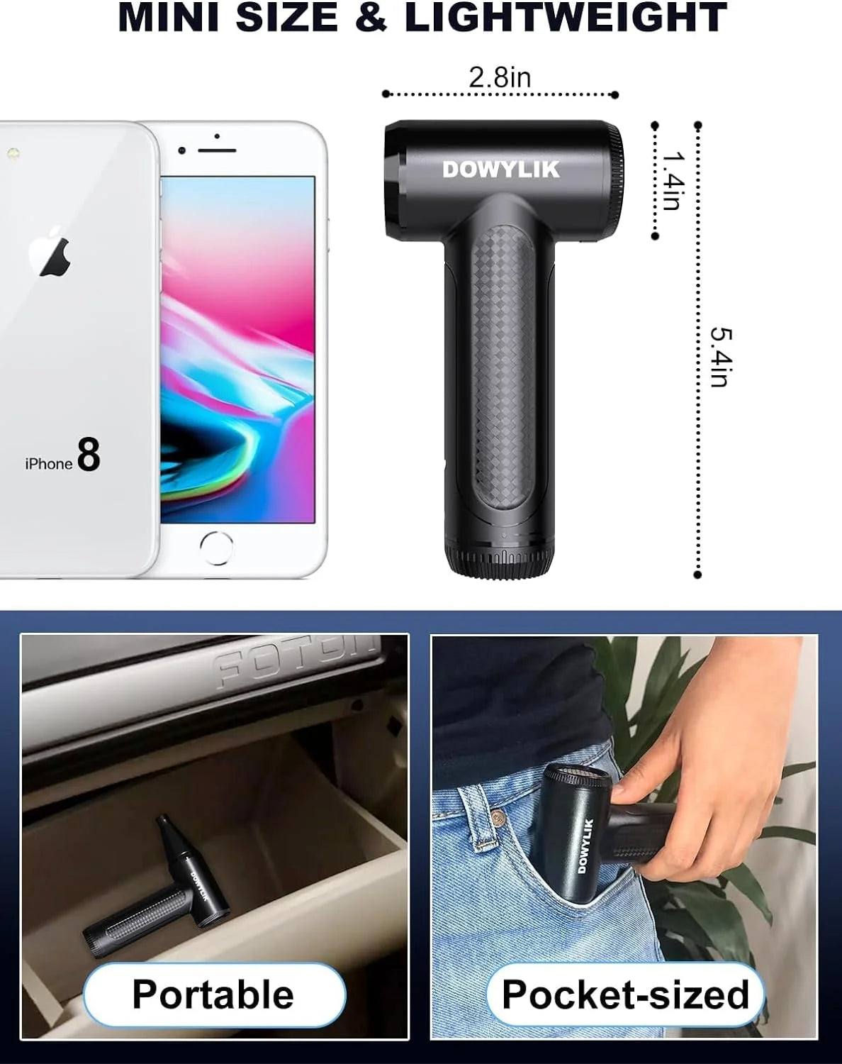 Electric Compressed Air Duster, Air Duster for Computers Cordless PC Dusters Keyboard Electronics Cleaning Kit - 150000RPM for Car, Home, Office