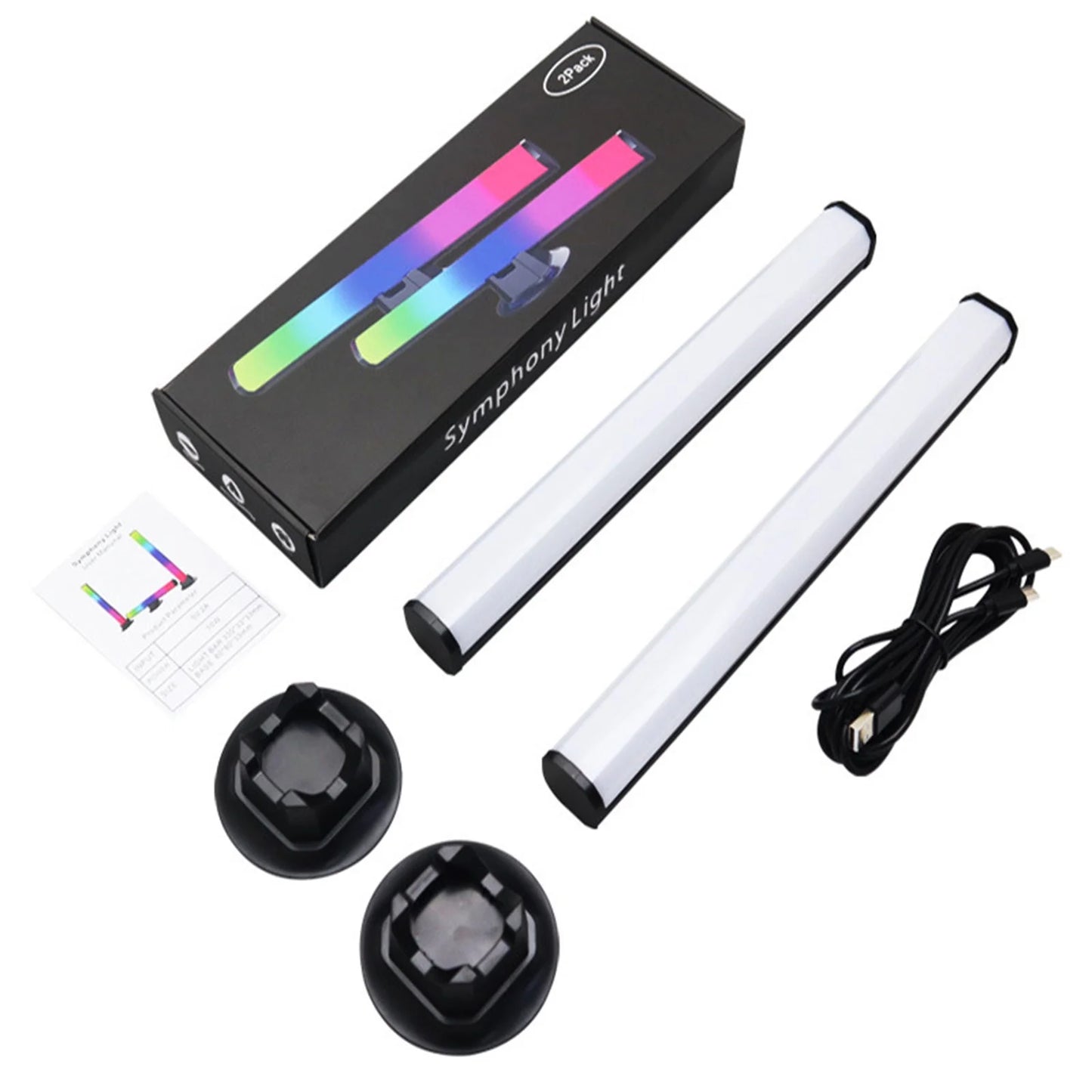 Dvkptbk Smart LED Light Bar,Gaming Lights Ambient Lighting, Bluetooth TV Backlights LED Play Light Bars with Rainbow Effect, USB Ambiance Light for Pc,Tv,Decor(2Pcs)