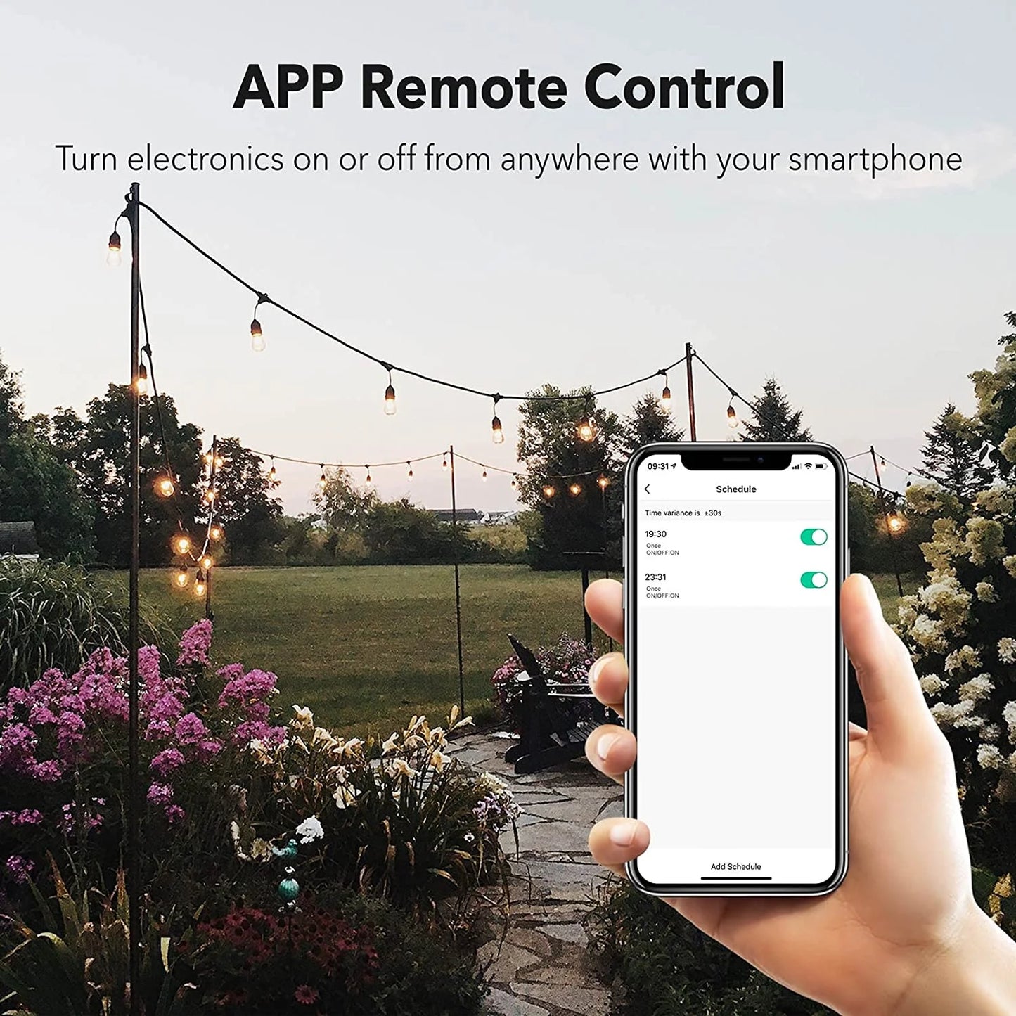 Smart Wifi Heavy Duty Outdoor Outlet, Timer and Countdown Function, No Hub Required for Outdoor Lights, Compatible with Alexa and Google Assistant, 2.4 Ghz Network Only