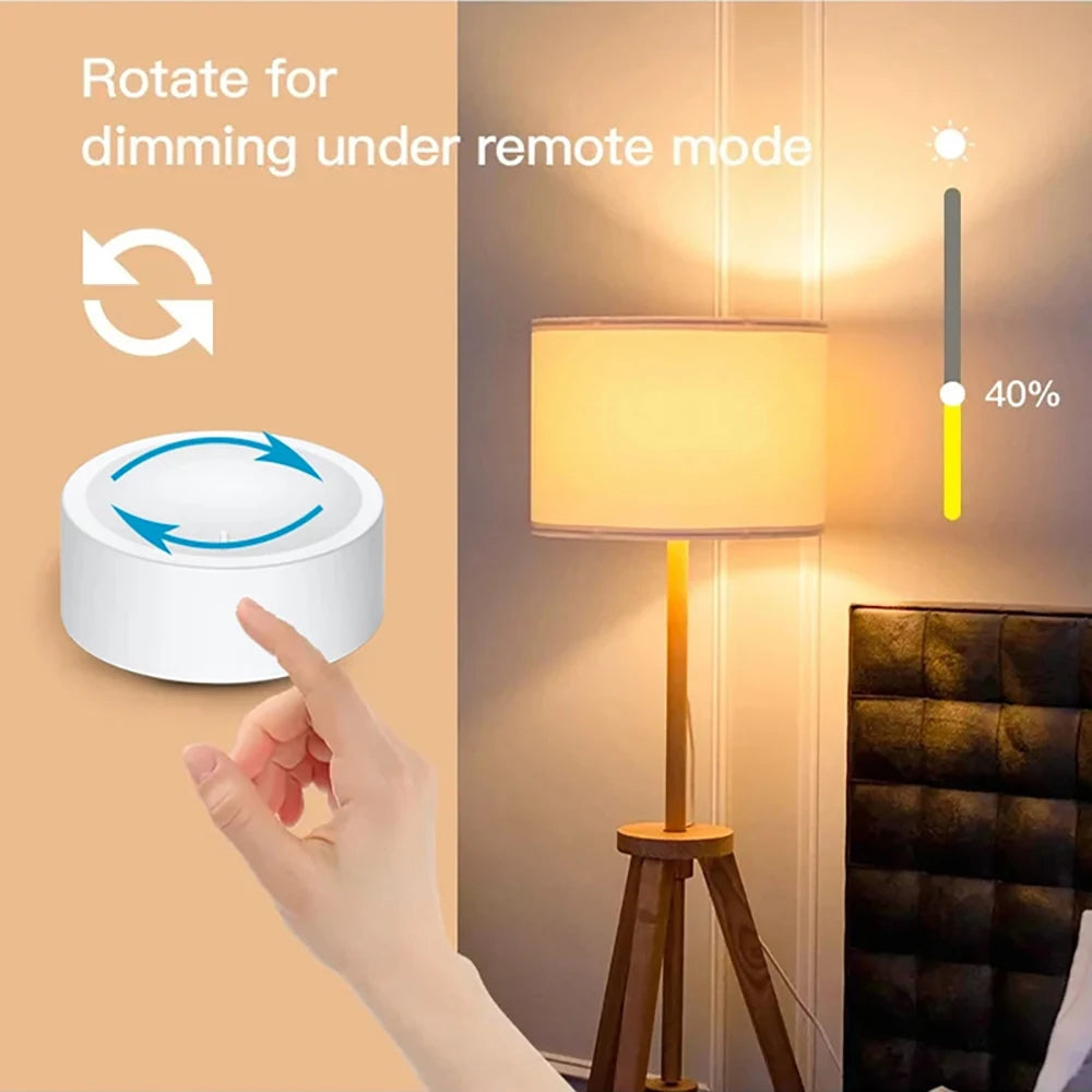Tuya Zigbee Smart Knob Switch Wireless Scene Button Switch Rotary Dimmer Switch Home Automation Scenario Linkage Device for Z2M
