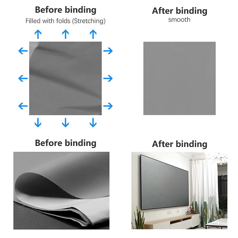 Projector Screen Wall Hanging anti Light Screen 60 100 120 Inch Cinema Theater Gain Reflective Fabric ALR 4K Projector