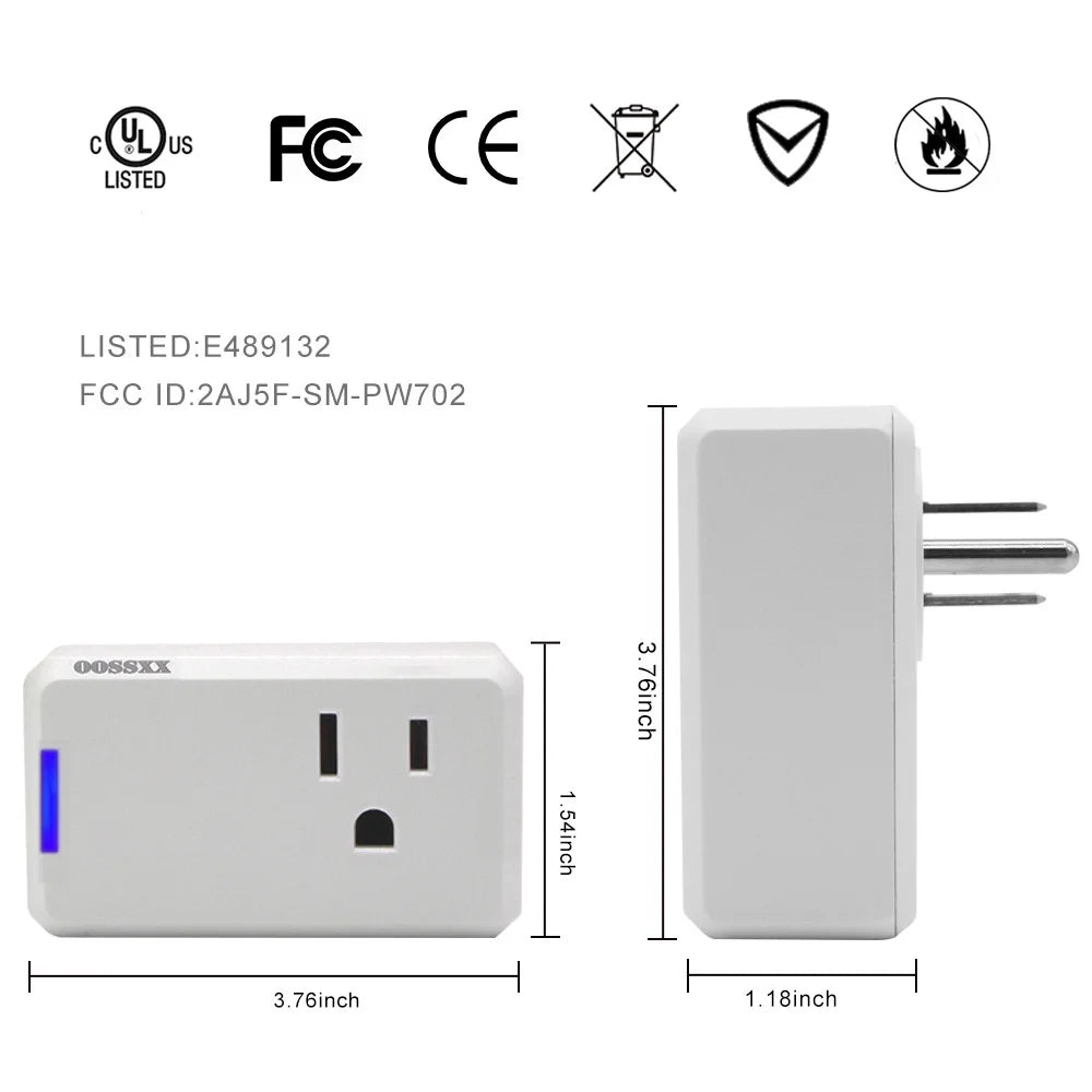 Smart Plug Combo (2-Pack) , Custom Scheduling, Voice Control, 2-Pack Mini Wifi Plugs - 10A, Voice Control, Timer, Etl/Fcc/Rohs Certified