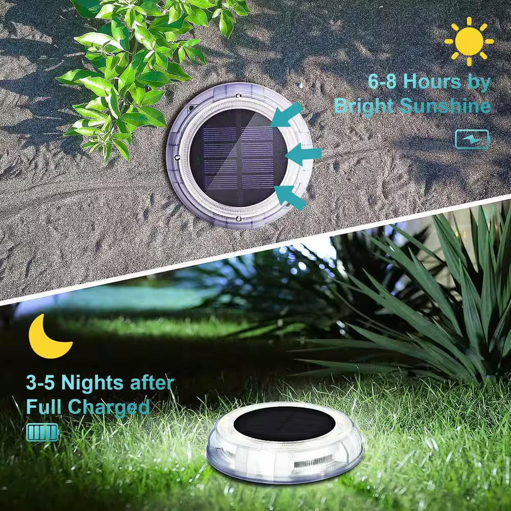 Solar Powered 4-Lights America Style Color Deco LED Garden Fence Pool Porch Waterproof Lights (4PK)