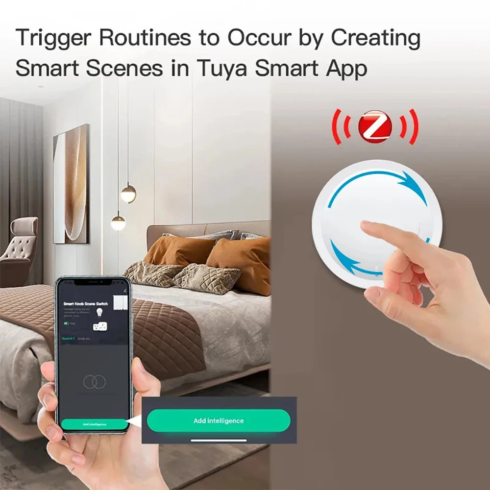 Tuya Zigbee Smart Knob Switch Wireless Scene Button Switch Rotary Dimmer Switch Home Automation Scenario Linkage Device for Z2M