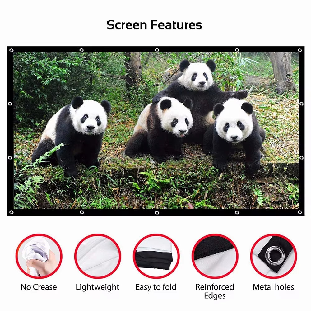 Projector Curtain Portable Projection Screen 100/120/150 Inch 16:9 Imaging Outdoor Movie Screen for Travel Home Theater 2023 New