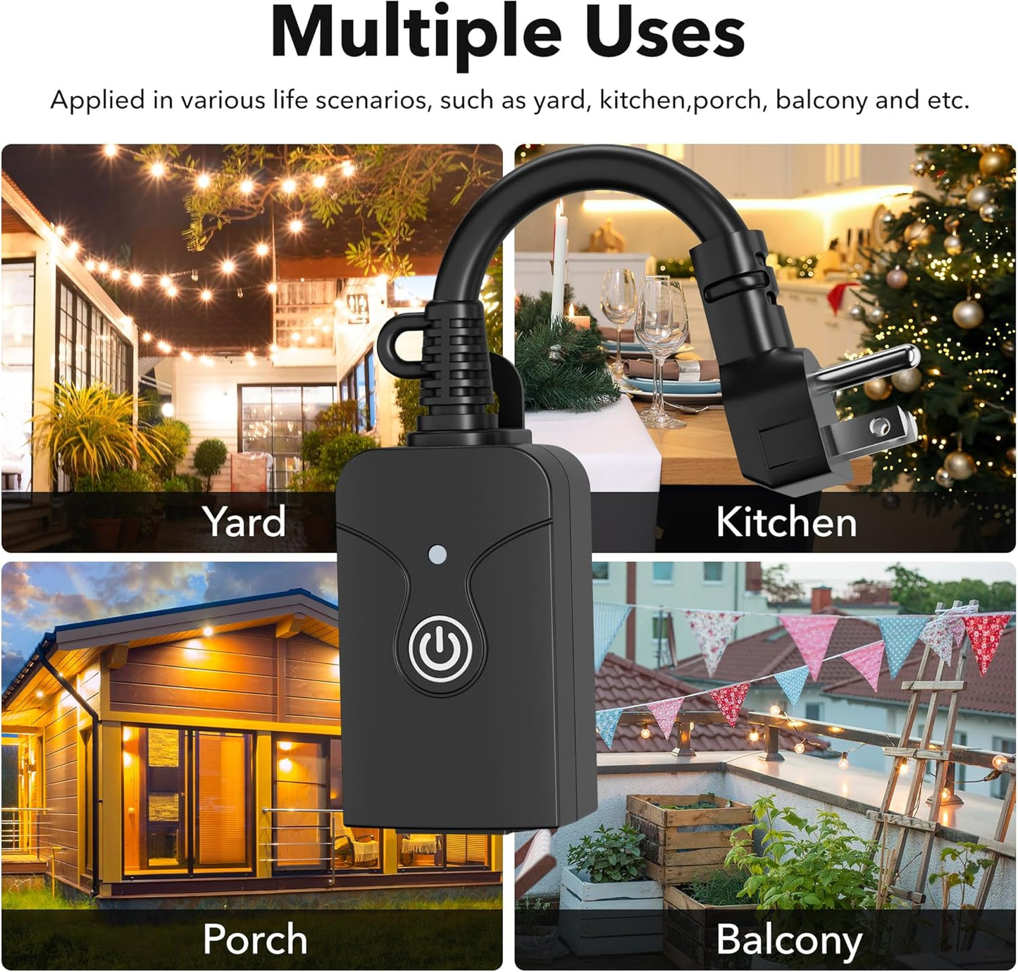 Outdoor Smart Wifi Plug, Heavy Duty Wi-Fi Timer with One Grounded Outlet, Wireless Remote Control by App Compatible with Alexa and Google Home Assistant 2.4 Ghz Network Only, ETL Listed (2 Pack)