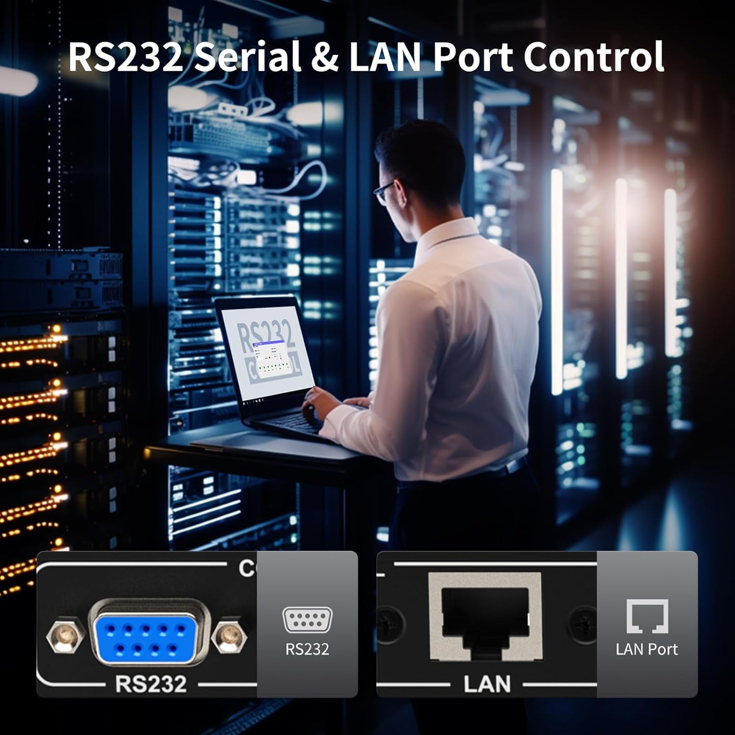 8X8 HDMI Matrix 4K Matrix Switcher Support EDID, 4K@30HZ, 1080P 3D, HDCP, 8 in 8 Out HDMI Switch with IR Remote Control, RS232, TCP/IP Control, Rack-Mount HDMI Matrix