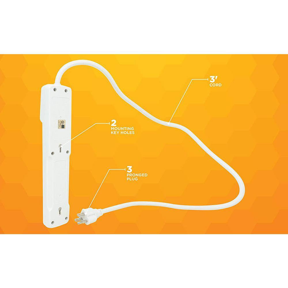 Electronics 6-Outlet 750-Joule Surge Protector with Sliding Safety Covers 3 Ft. Power Cord - Gray
