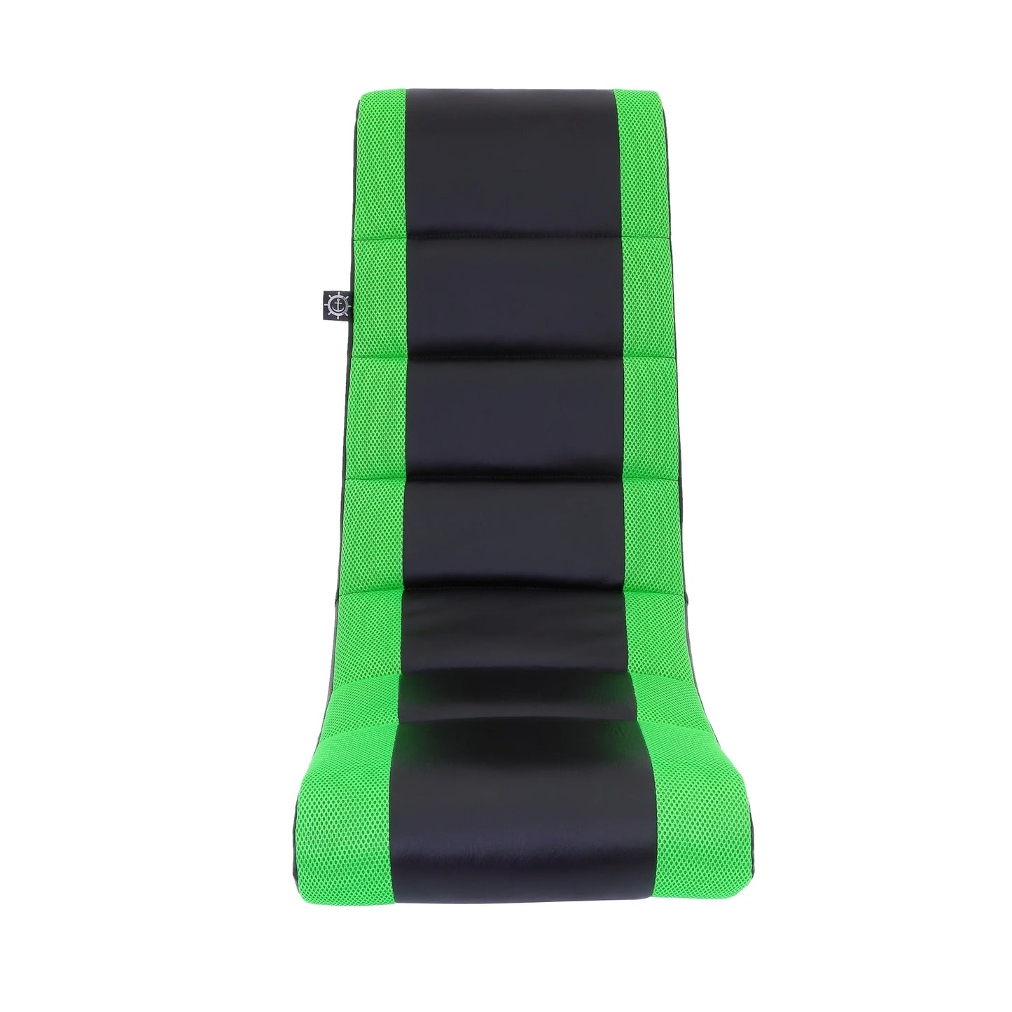 Classic Video Rocker Floor Gaming Chair, Kids and Teens, PU Faux Leather & Polyester Mesh, Black/Green