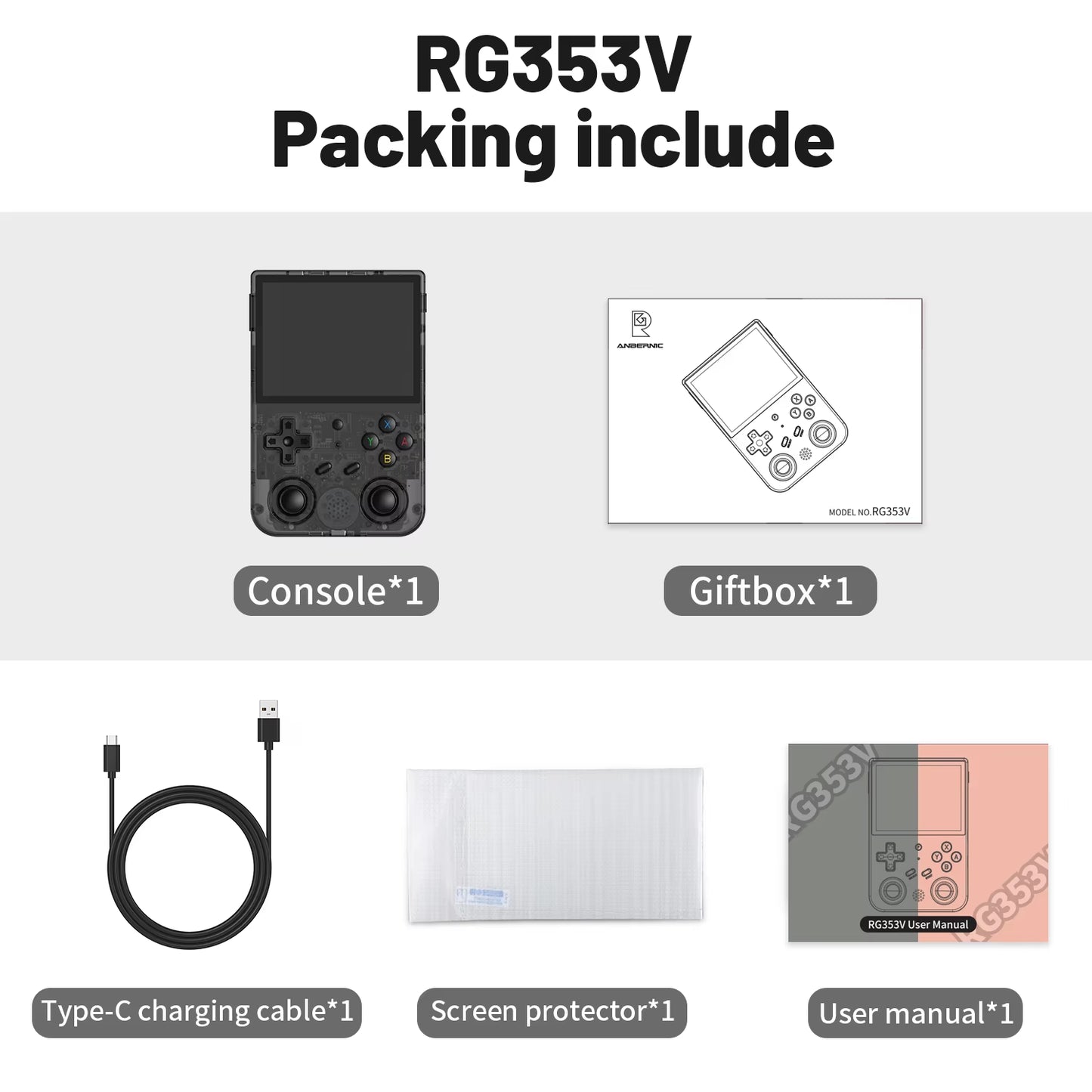 RG353V RG353VS Handheld Gam Console 3.5'' IPS Screen HDMI Output Android Linux OS Built-In Retro Emulator Player Gifts