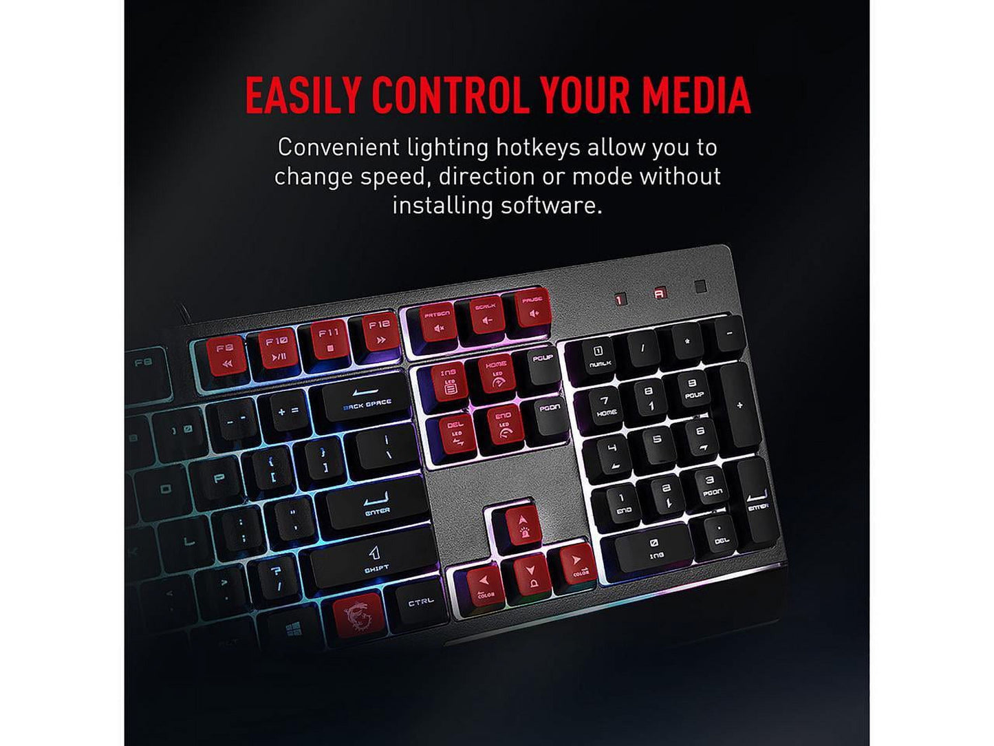 Vigor GK30 Gaming Keyboard & GM11 Gaming Mouse Combo - Mechanical Membrane Switches, 6-Zone RGB, Water Repellent & Splash-Proof, 5000 DPI - Black