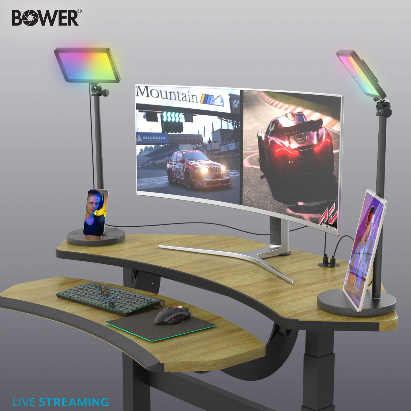 8" Creator LED RGB Light Kit 2-Pack W/ 32" Extendable Aluminum Stands , Perfect for Content Creation