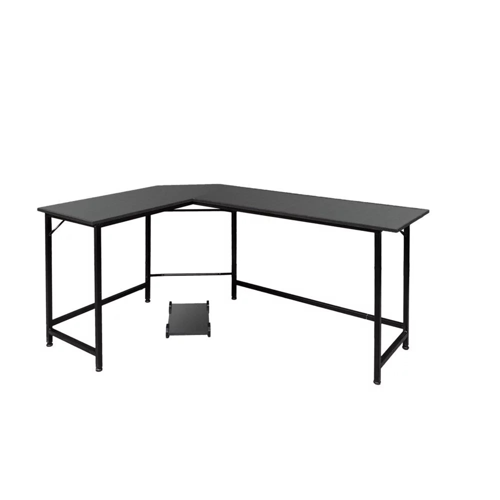 66" Wood L-Shaped Computer Gaming Desk Corner PC Latop Table Study Office Workstation Black