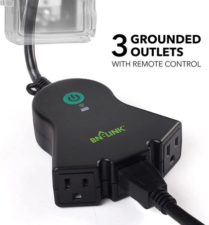 Smart Wifi Heavy Duty Outdoor Outlet, Timer and Countdown Function, No Hub Required for Outdoor Lights, Compatible with Alexa and Google Assistant, 2.4 Ghz Network Only