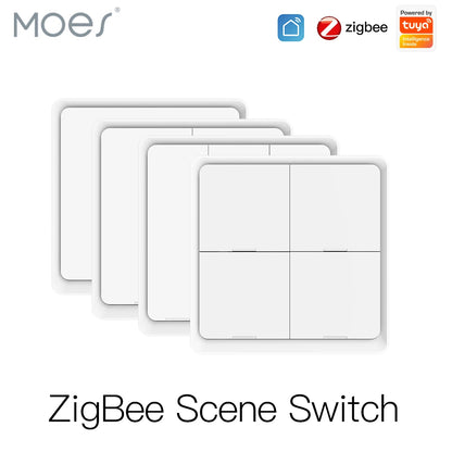 4 Gang Tuya Zigbee Wireless 12 Scene Switch Push Button Controller Battery Powered Automation Scenario for Tuya Devices
