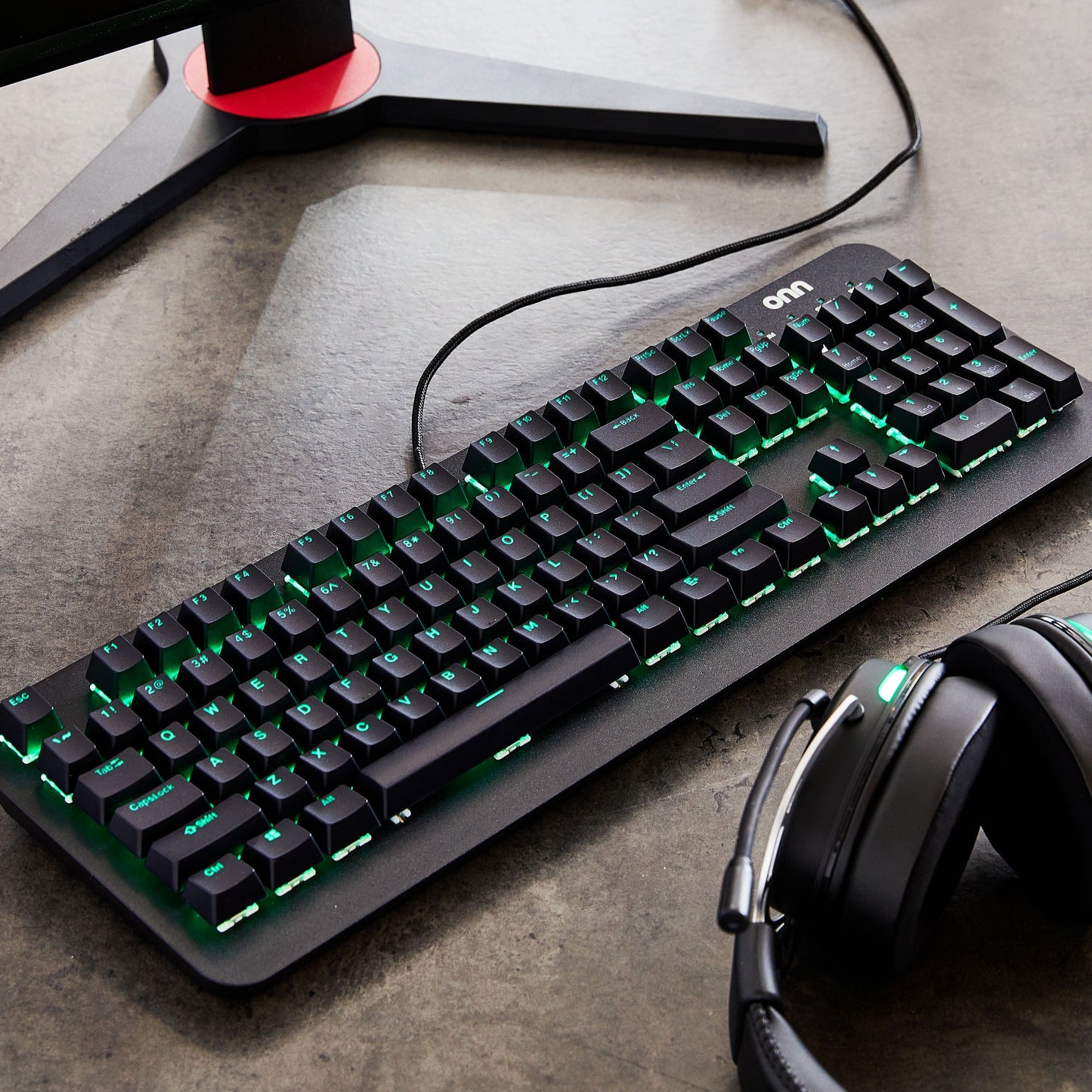 Gaming Mechanical Keyboard with Blue Switches, Adjustable 16.8M LED Lighting, 104 Keys, Black