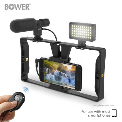 Ultimate Vlogger Pro Kit with Smartphone Rig, HD Microphone, 50 LED Light, 3 Diffusers / Filters, and Shutter Remote