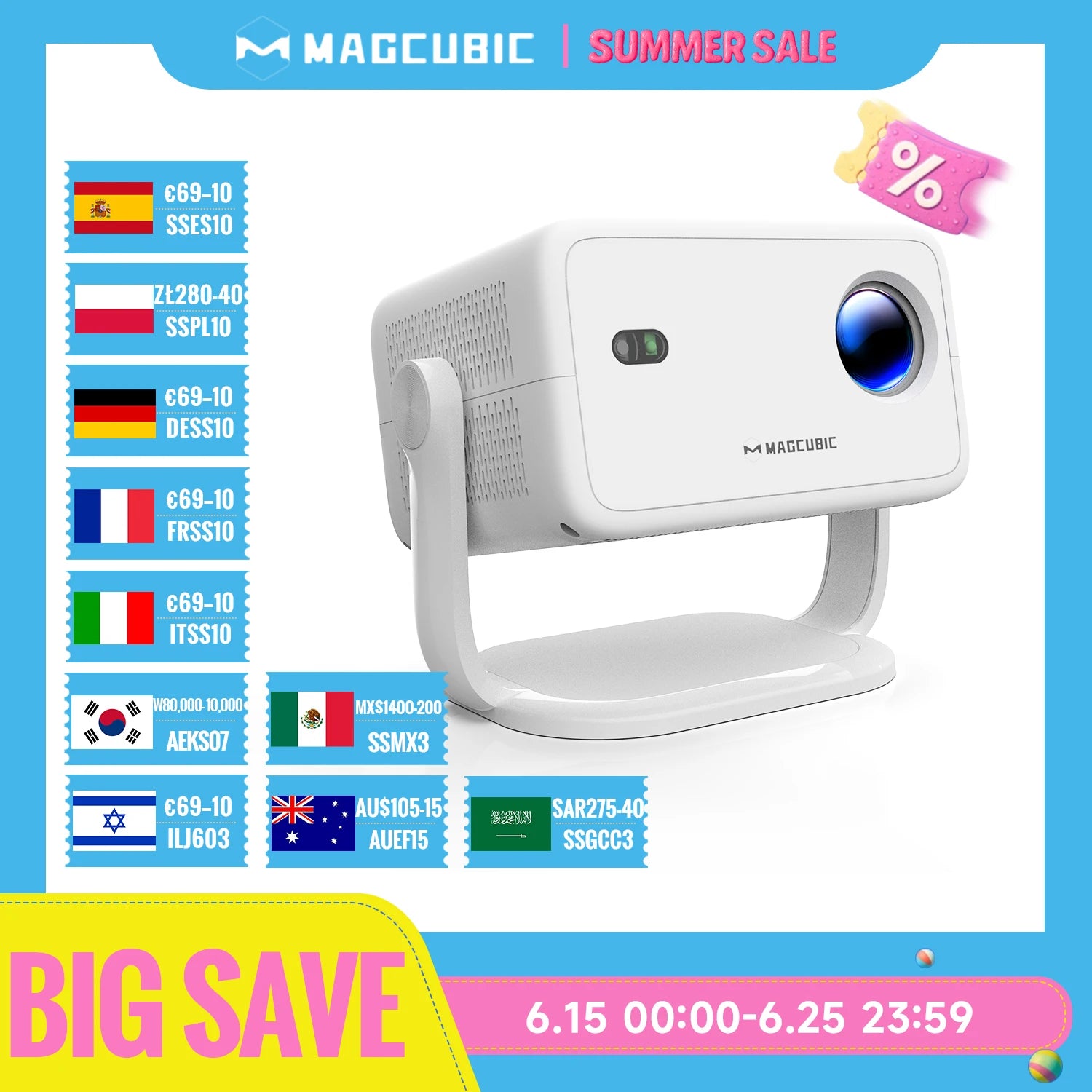 Native 1080P 650ANSI 4K Android 11 L018 360° Projector with Auto Keystone Focus Air Mouse Wifi6 BT5.2 Portable Outdoor