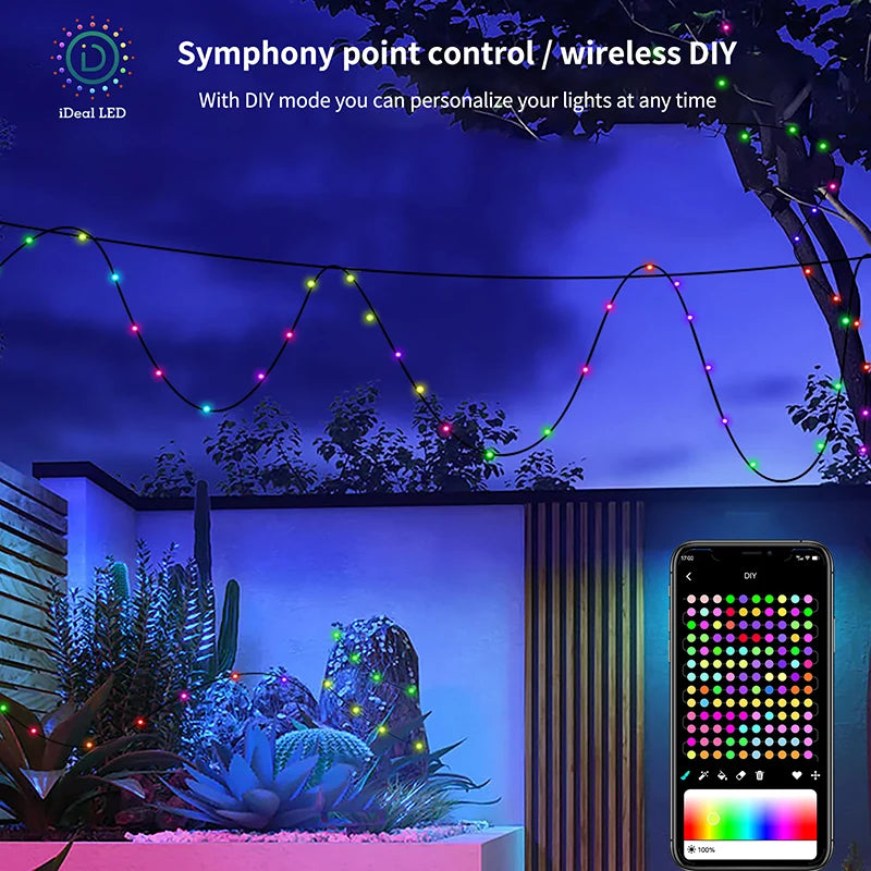 5M 10M 20M Fairy String Lights Dreamcolor USB LED RGB String Lights APP Smart Lights DIY Display Garland Wall Party Decoration
