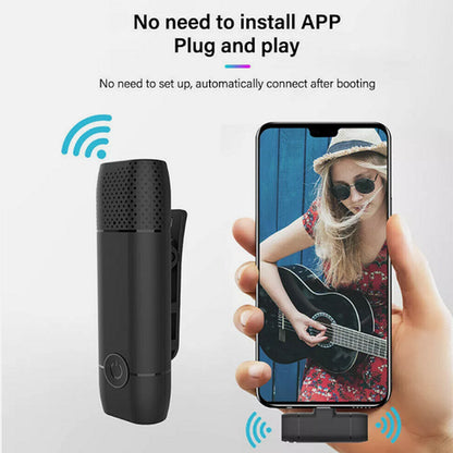 Lavalier Microphone Wireless Audio Video Recording Mini Mic for Android/Iphone
