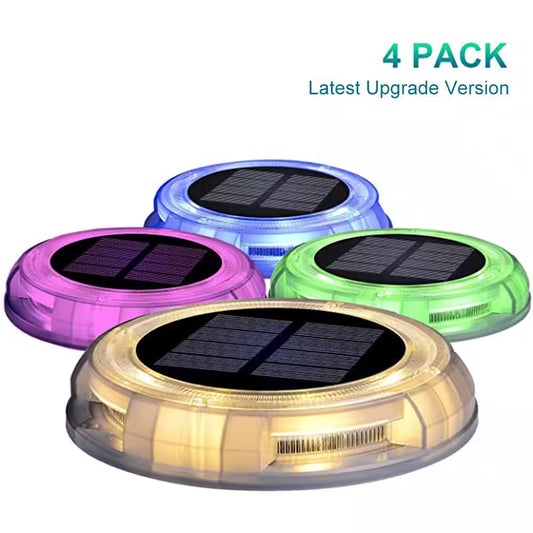 Solar Powered 4-Lights America Style Color Deco LED Garden Fence Pool Porch Waterproof Lights (4PK)