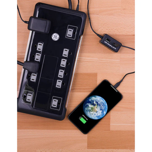 8-Ft 12 -Outlet 4320 Joules 1800 -Watts Black Indoor AC Sur Protector