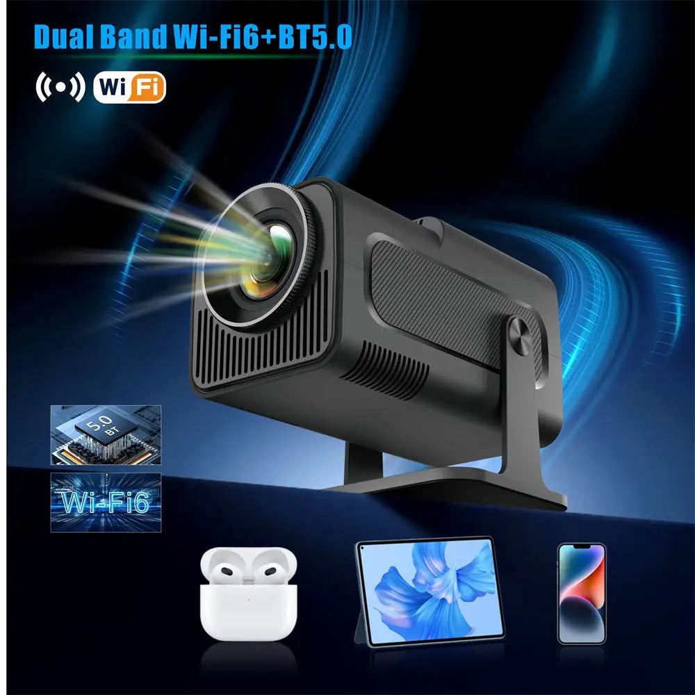 HY320 Mini Projector Android 11 Wifi 6 BT5.0 Allwinner H713 Upgrade 4K Home Outdoor Portable Projector