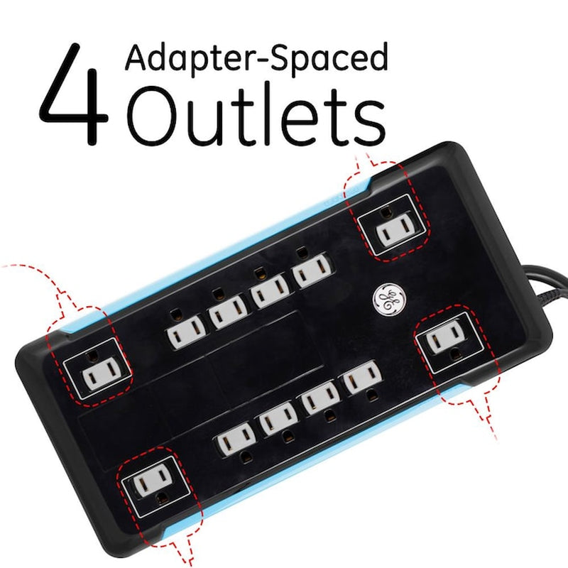 8-Ft 12 -Outlet 4320 Joules 1800 -Watts Black Indoor AC Sur Protector