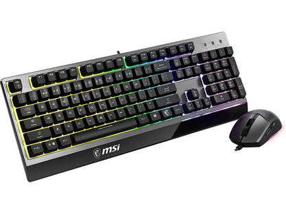 Vigor GK30 Gaming Keyboard & GM11 Gaming Mouse Combo - Mechanical Membrane Switches, 6-Zone RGB, Water Repellent & Splash-Proof, 5000 DPI - Black