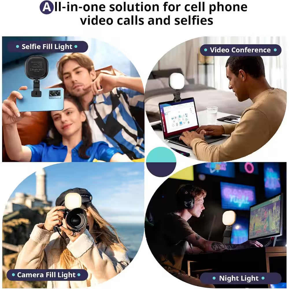 Selfie Light, 60-LED Clip-On, 3 Modes, Rechargeable, for Phone, Ipad, Laptop-Perfect for Streaming, Vlogs and Zoom Calls