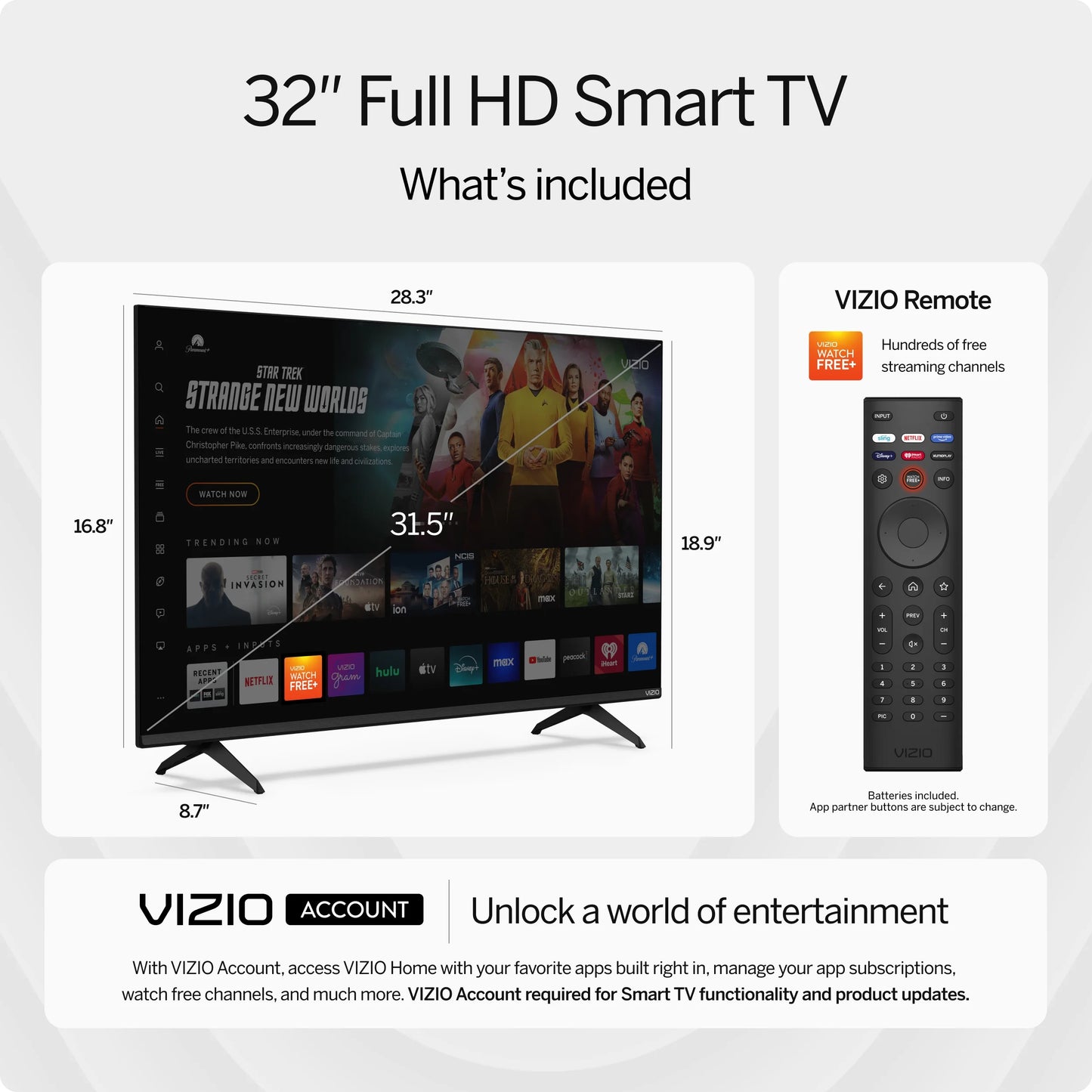 32” Class Full HD 1080P LED Smart TV (VFD32M-0807)