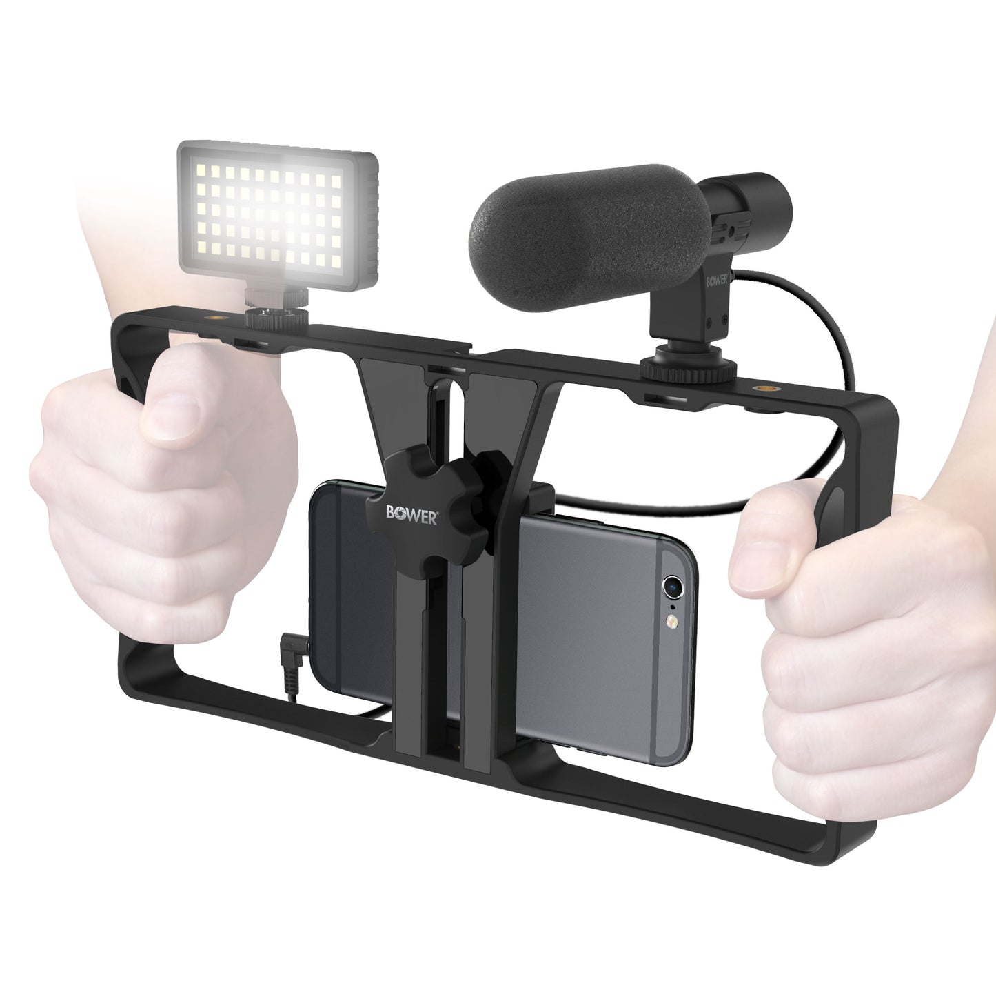 Ultimate Vlogger Pro Kit with Smartphone Rig, HD Microphone, 50 LED Light, 3 Diffusers / Filters, and Shutter Remote