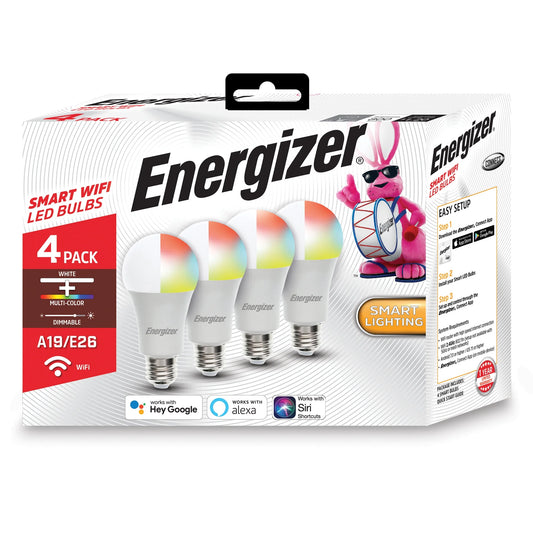 4-Pack Smart Wi-Fi Multi-Color and Single White LED Light Bulb, A19 Shape, E26 Base