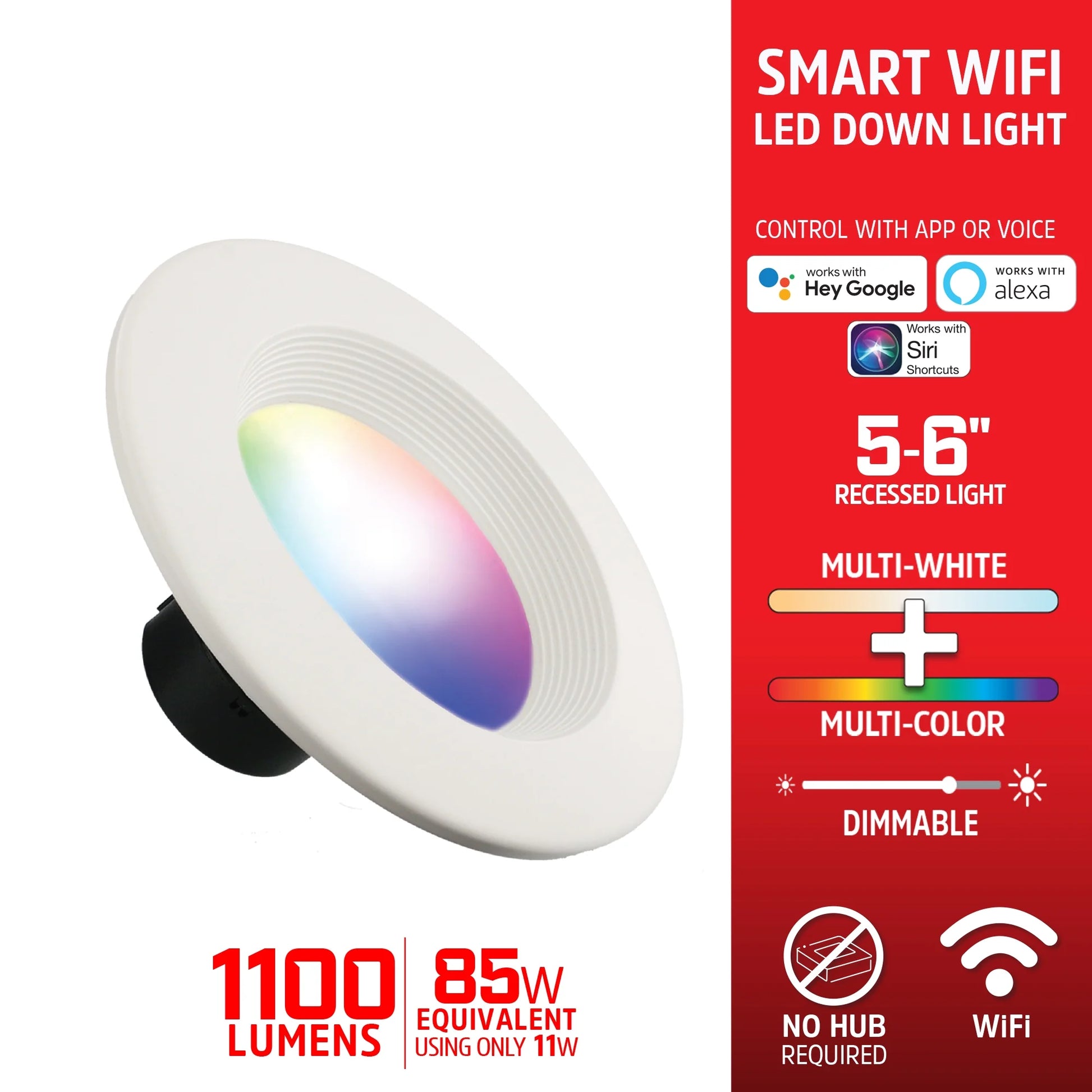 8-Pack Smart Wi-Fi Multi Color and Multi White 5”/6” LED Recessed Downlight BR30, Indoor Kitchen Area