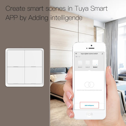 4 Gang Tuya Zigbee Wireless 12 Scene Switch Push Button Controller Battery Powered Automation Scenario for Tuya Devices