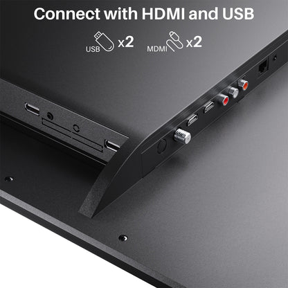 Smart RV TV, 24 Inch Android TV with Built-In DVD Player, 12 Volt TV for RV Camper, 1080P FHD, APP Store, Wifi Bluetooth, 2 HDMI & 2 USB, AC/DC Powered (Limo Series)